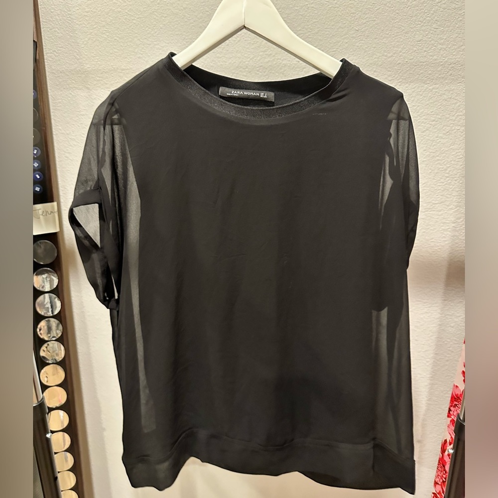 Zara mesh top with sleeves and tank